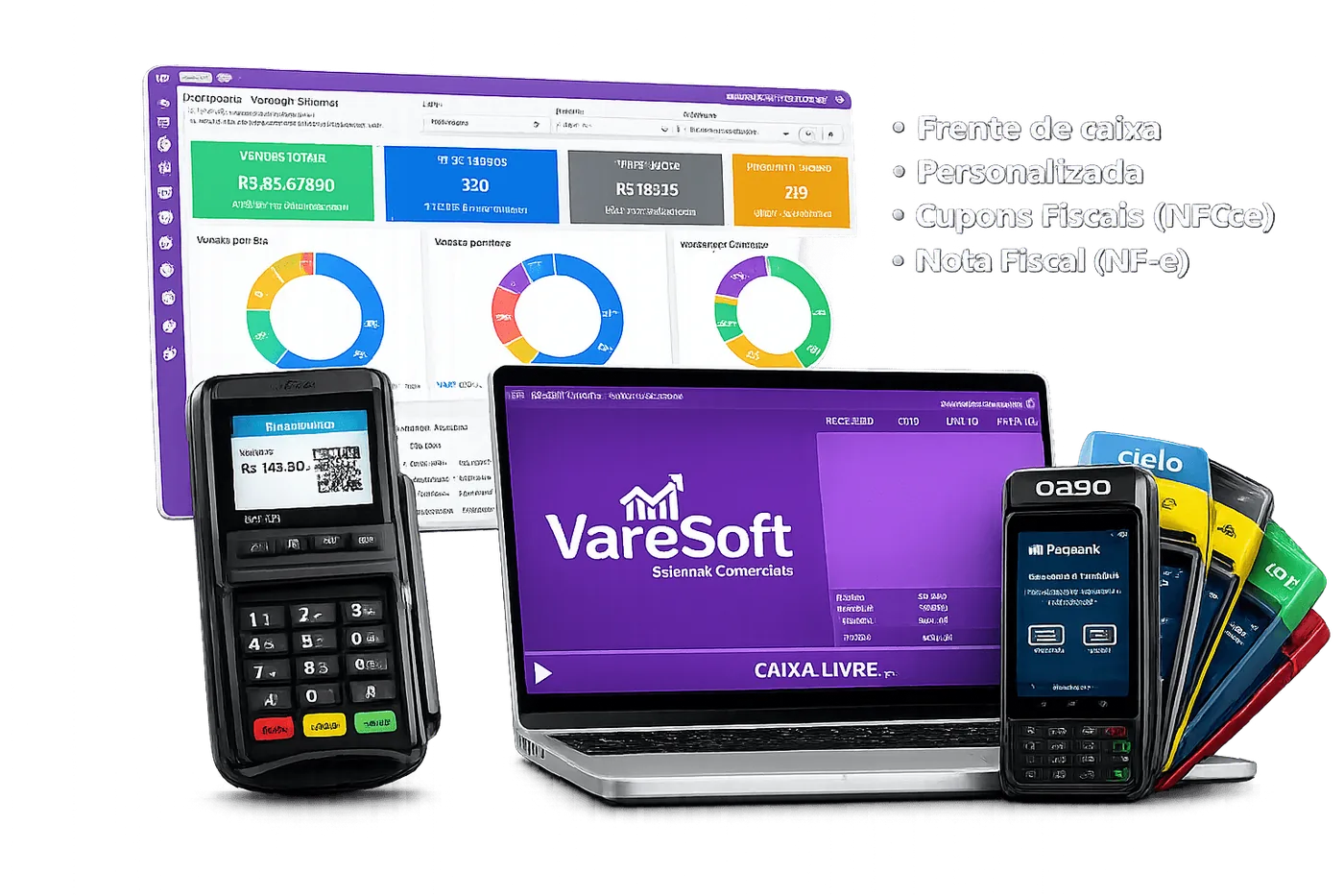 Dashboard do ERP VareSoft com indicadores de vendas
